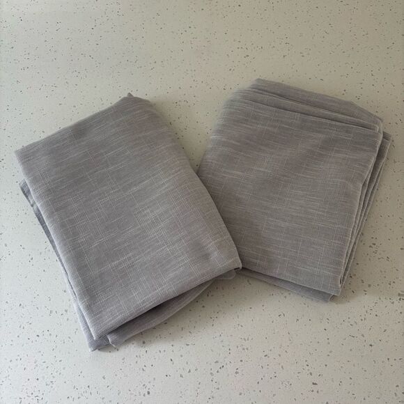 NEW Set of  2 Light Gray Silver Long 84” Curtain Panels Pair Semitransparent - Picture 1 of 8